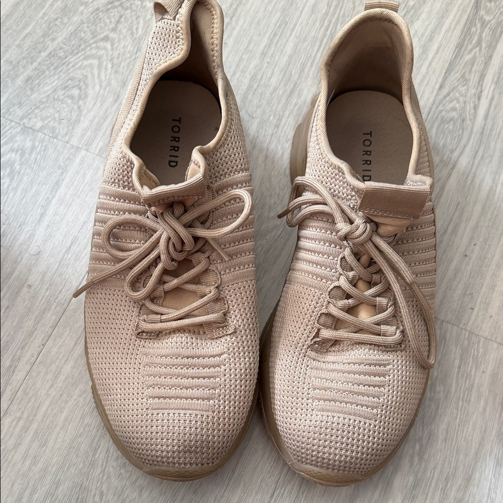 Torrid Women's Tan Knit Lace-Up Sneakers